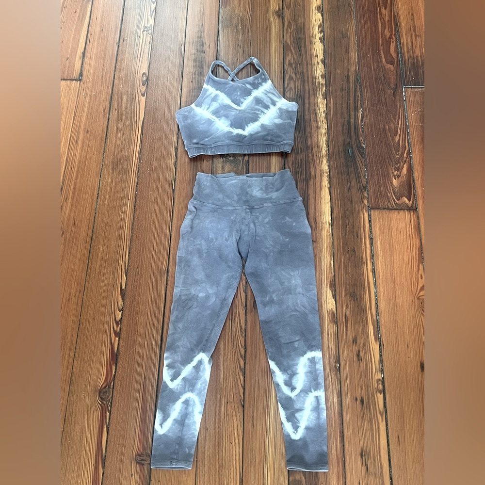Electric & Rose Purple Tie-Dye Sports Bra and Leggings Set